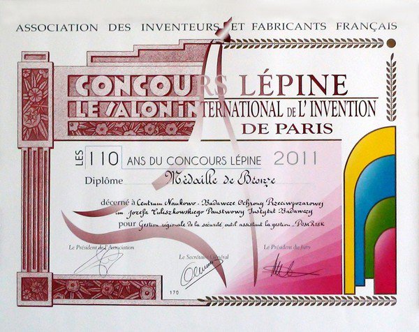 Dyplom dla CNBOP-PIB CONCOURS – LÉPINE 2011